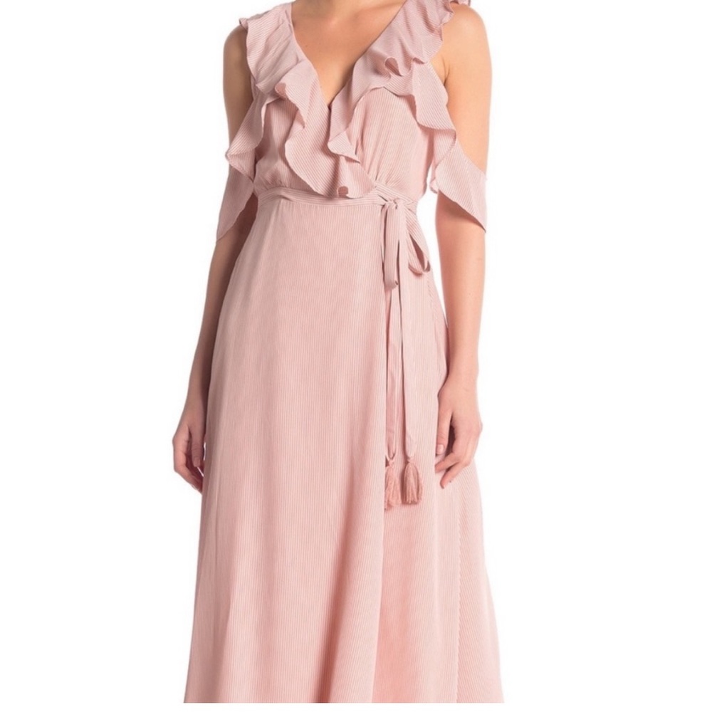 BB Dakota RSVP size 8 dress maxi ruffles pink/rose striped EUC